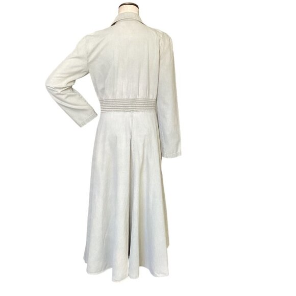 VTG Karen Alexander Cotton Button Down Shirt Dress Sz 10 Light Green Midi #76S - Picture 6 of 8